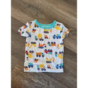 Little Me Bamboo Construction Trucks Graphic Tee‎ Snug Fit Short Sleeve 12 #9